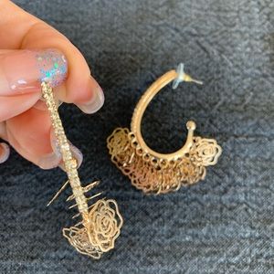 Camelia dangling gold and crystal earrings